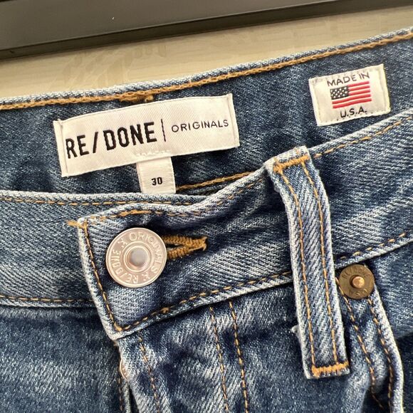 RE/DONE Originals Jeans Women’s Size 30x27 High Rise Button Fly Ankle Straight - Picture 3 of 11